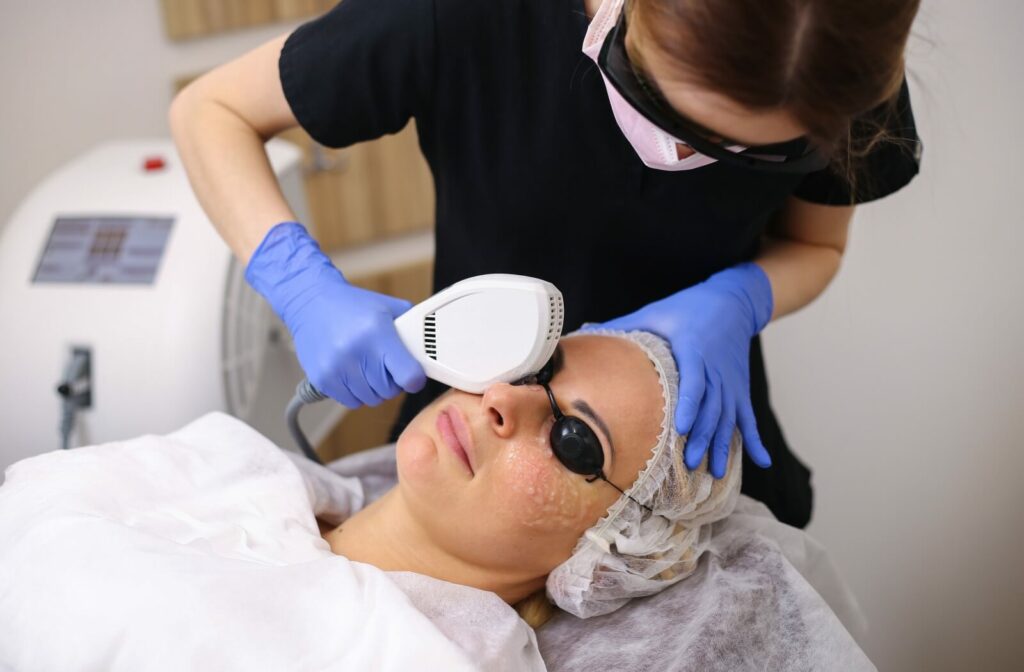 An eye doctor uses IPL therapy to improve their patients' dry eye symptoms.